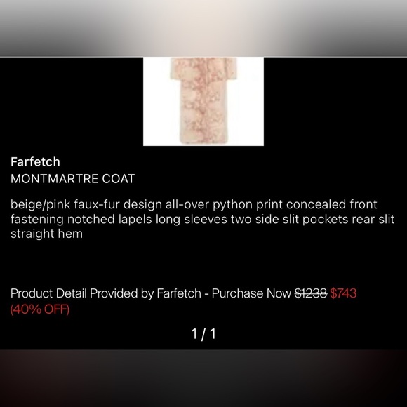 🎸UNREAL FUR🎸🔥NWT🔥Montmartre Coat in Beige/Pink— size S - Picture 14 of 14